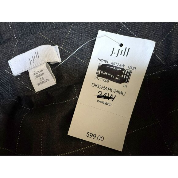 J. Jill Window Pane Plaid Wide Leg Trousers Dress Pants Plus 24W Dark Charcoal - Picture 5 of 6